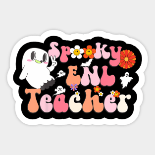 Spooky Teacher Groovy Halloween English New Language Sticker